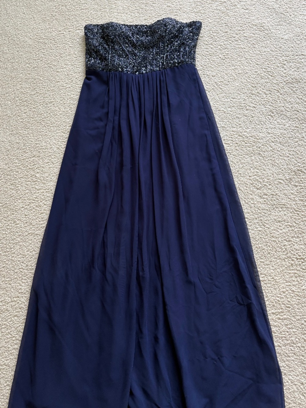 Aidan Mattox Beaded Bustier top Navy Evening/Wedding Guest Gown size 12 worn 1x